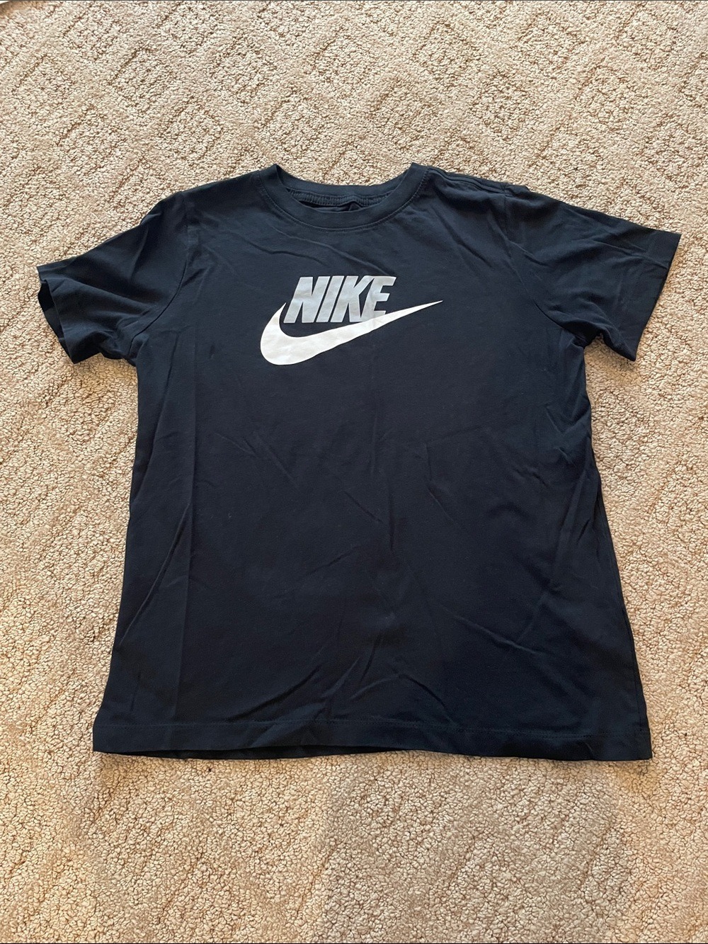 Nike Black Tee with White Swoosh Logo